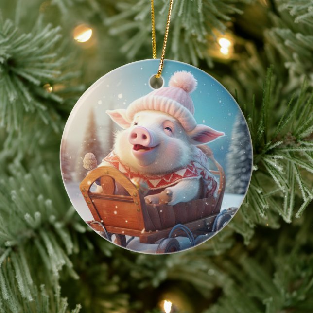 Animal Lover Gift, Farm Lover Gift, Cute Pig Ceramic Tree Decoration (Tree)