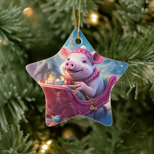 Animal Lover Gift, Farm Lover Gift, Cute Pig Ceramic Tree Decoration (Tree)