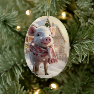 Animal Lover Gift, Farm Lover Gift, Cute Pig Ceramic Tree Decoration