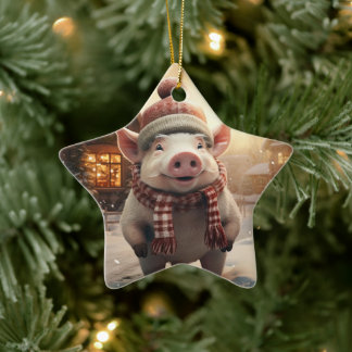 Animal Lover Gift, Farm Lover Gift, Cute Pig Ceramic Tree Decoration