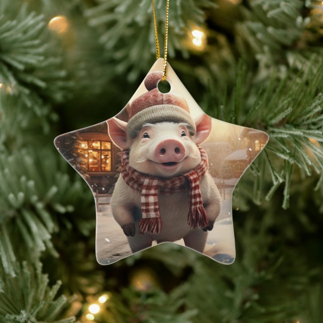 Animal Lover Gift, Farm Lover Gift, Cute Pig Ceramic Tree Decoration (Tree)