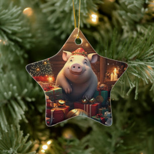 Animal Lover Gift, Farm Lover Gift, Cute Pig Ceramic Tree Decoration
