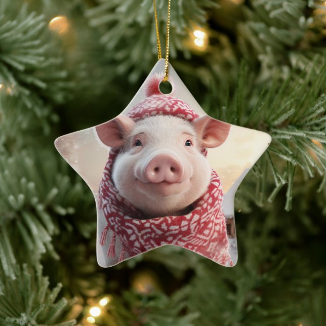 Animal Lover Gift, Farm Lover Gift, Cute Pig Ceramic Tree Decoration (Tree)