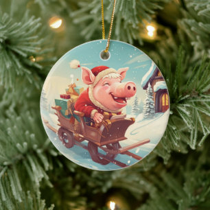 Animal Lover Gift, Farm Lover Gift, Cute Pig Ceramic Tree Decoration