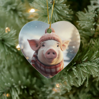 Animal Lover Gift, Farm Lover Gift, Cute Pig Ceramic Tree Decoration