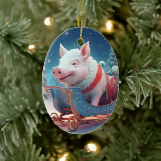 Animal Lover Gift, Farm Lover Gift, Cute Pig Ceramic Tree Decoration