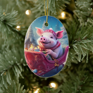Animal Lover Gift, Farm Lover Gift, Cute Pig Ceramic Tree Decoration