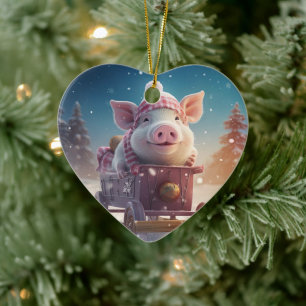 Animal Lover Gift, Farm Lover Gift, Cute Pig Ceramic Tree Decoration