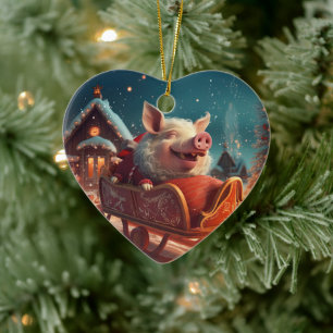 Animal Lover Gift, Farm Lover Gift, Cute Pig Ceramic Tree Decoration