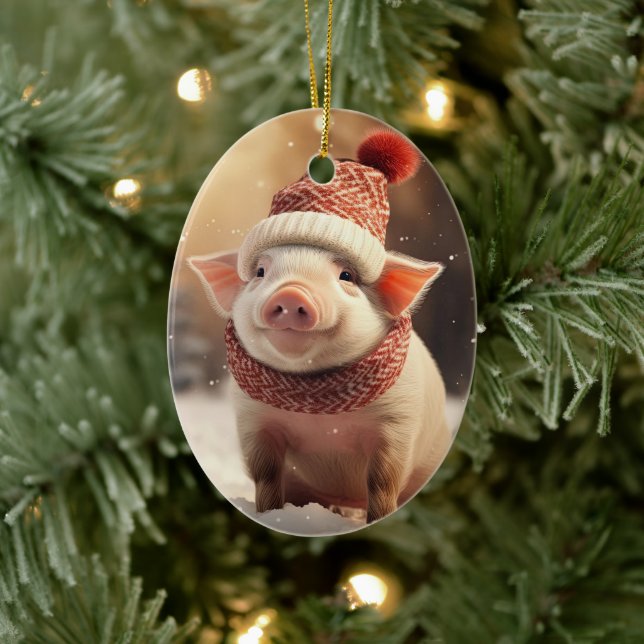 Animal Lover Gift, Farm Lover Gift, Cute Pig Ceramic Tree Decoration (Tree)