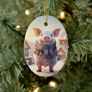 Animal Lover Gift, Farm Lover Gift, Cute Pig Ceramic Tree Decoration