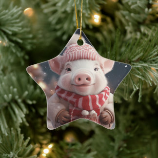 Animal Lover Gift, Farm Lover Gift, Cute Pig Ceramic Tree Decoration