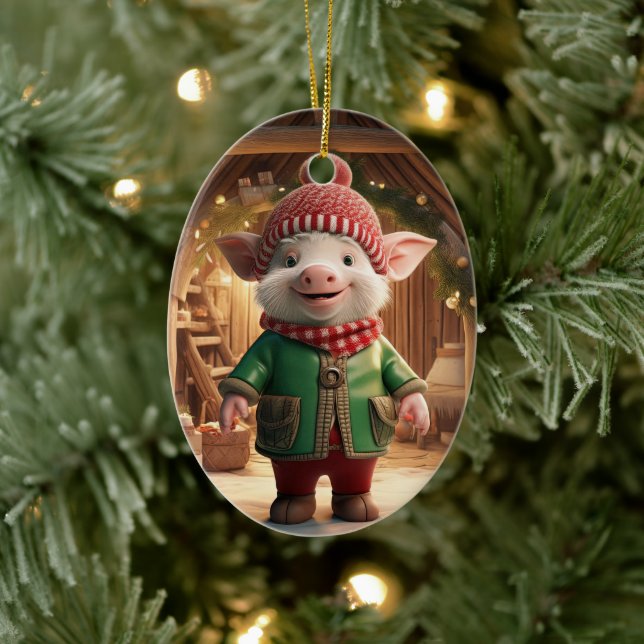 Animal Lover Gift, Farm Lover Gift, Cute Pig Ceramic Tree Decoration (Tree)