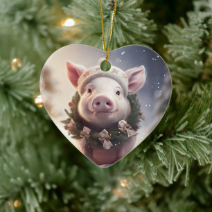 Animal Lover Gift, Farm Lover Gift, Cute Pig Ceramic Tree Decoration