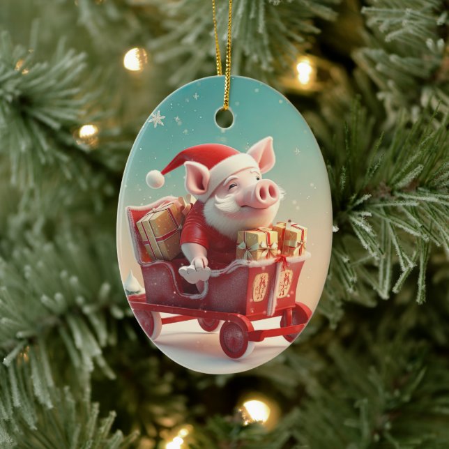 Animal Lover Gift, Farm Lover Gift, Cute Pig Ceramic Tree Decoration (Tree)