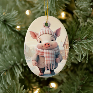 Animal Lover Gift, Farm Lover Gift, Cute Pig Ceramic Tree Decoration