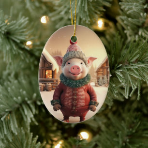 Animal Lover Gift, Farm Lover Gift, Cute Pig Ceramic Tree Decoration