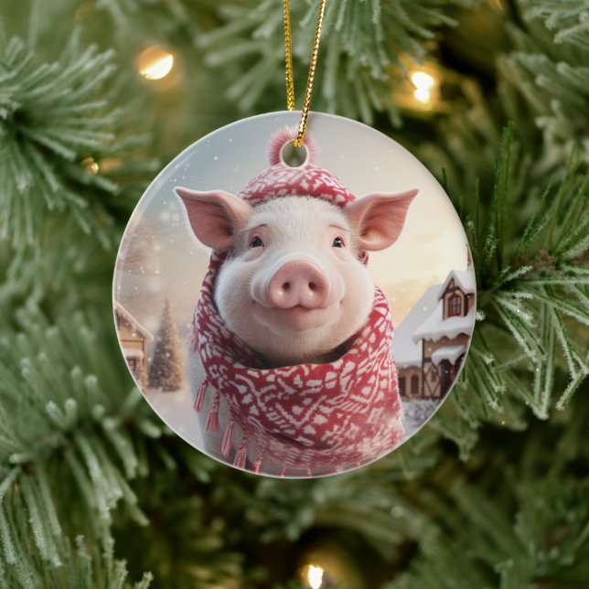 Animal Lover Gift, Farm Lover Gift, Cute Pig Ceramic Tree Decoration (Tree)