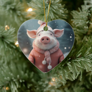 Animal Lover Gift, Farm Lover Gift, Cute Pig Ceramic Tree Decoration