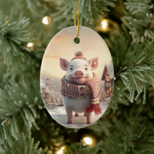 Animal Lover Gift, Farm Lover Gift, Cute Pig Ceramic Tree Decoration