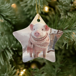 Animal Lover Gift, Farm Lover Gift, Cute Pig Ceramic Tree Decoration