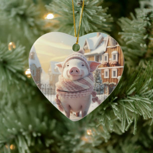 Animal Lover Gift, Farm Lover Gift, Cute Pig Ceramic Tree Decoration