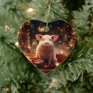 Animal Lover Gift, Farm Lover Gift, Cute Pig Ceramic Tree Decoration