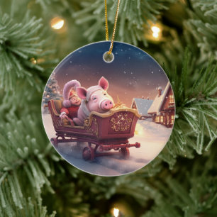 Animal Lover Gift, Farm Lover Gift, Cute Pig Ceramic Tree Decoration