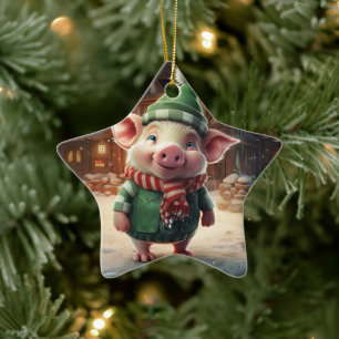 Animal Lover Gift, Farm Lover Gift, Cute Pig Ceramic Tree Decoration