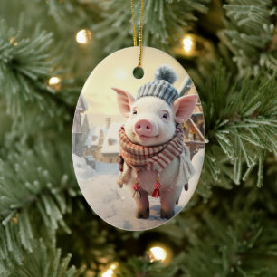 Animal Lover Gift, Farm Lover Gift, Cute Pig Ceramic Tree Decoration
