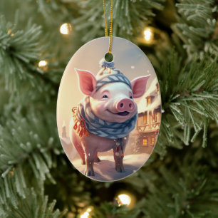 Animal Lover Gift, Farm Lover Gift, Cute Pig Ceramic Tree Decoration