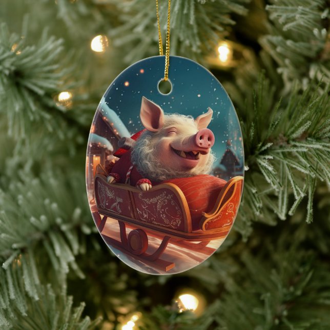 Animal Lover Gift, Farm Lover Gift, Cute Pig Ceramic Tree Decoration (Tree)
