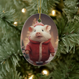 Animal Lover Gift, Farm Lover Gift, Cute Pig Ceramic Tree Decoration