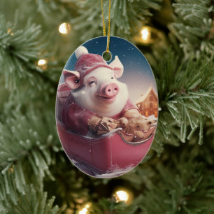 Animal Lover Gift, Farm Lover Gift, Cute Pig Ceramic Tree Decoration