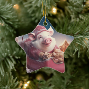 Animal Lover Gift, Farm Lover Gift, Cute Pig Ceramic Tree Decoration