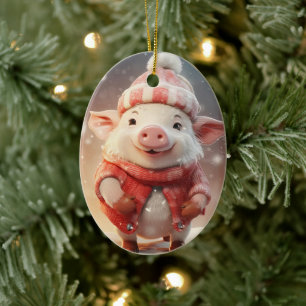 Animal Lover Gift, Farm Lover Gift, Cute Pig Ceramic Tree Decoration