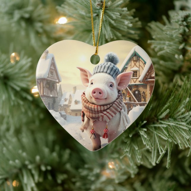 Animal Lover Gift, Farm Lover Gift, Cute Pig Ceramic Tree Decoration (Tree)