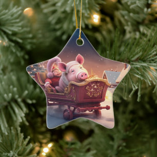 Animal Lover Gift, Farm Lover Gift, Cute Pig Ceramic Tree Decoration