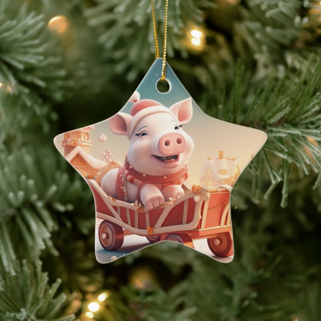 Animal Lover Gift, Farm Lover Gift, Cute Pig Ceramic Tree Decoration (Tree)