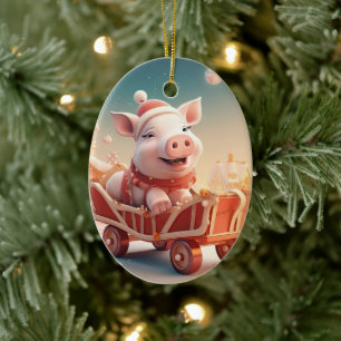 Animal Lover Gift, Farm Lover Gift, Cute Pig Ceramic Tree Decoration