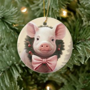Animal Lover Gift, Farm Lover Gift, Cute Pig Ceramic Tree Decoration