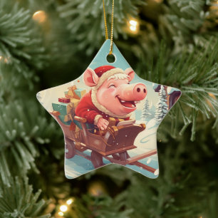 Animal Lover Gift, Farm Lover Gift, Cute Pig Ceramic Tree Decoration