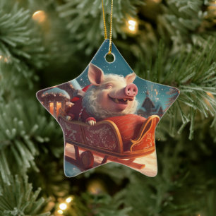 Animal Lover Gift, Farm Lover Gift, Cute Pig Ceramic Tree Decoration