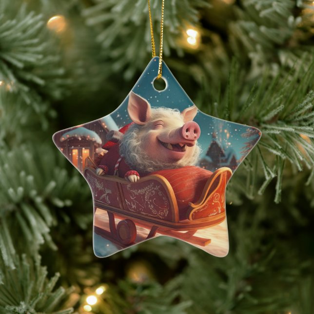 Animal Lover Gift, Farm Lover Gift, Cute Pig Ceramic Tree Decoration (Tree)