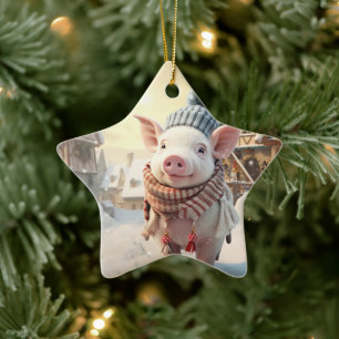 Animal Lover Gift, Farm Lover Gift, Cute Pig Ceramic Tree Decoration