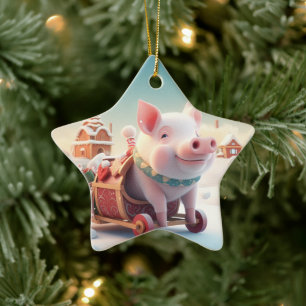 Animal Lover Gift, Farm Lover Gift, Cute Pig Ceramic Tree Decoration