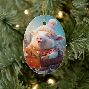 Animal Lover Gift, Farm Lover Gift, Cute Pig Ceramic Tree Decoration