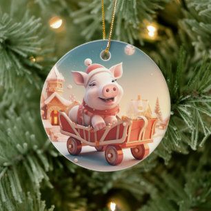 Animal Lover Gift, Farm Lover Gift, Cute Pig Ceramic Tree Decoration