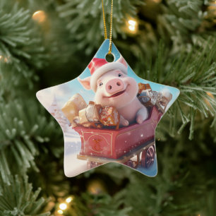 Animal Lover Gift, Farm Lover Gift, Cute Pig Ceramic Tree Decoration