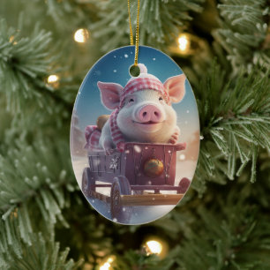 Animal Lover Gift, Farm Lover Gift, Cute Pig Ceramic Tree Decoration